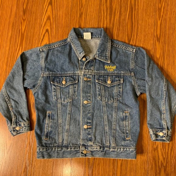 Kids Size 8 Vintage Rainforest Cafe Las Vegas Embroidered Jean Denim Jacket - Picture 3 of 10